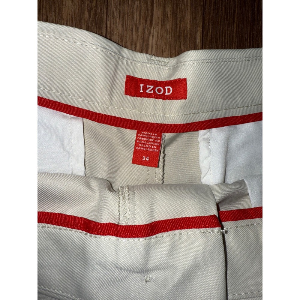 IZOD Golf Shorts Flat Front Casual Chino Khaki Beige Women's Size 34 - Picture 2 of 7